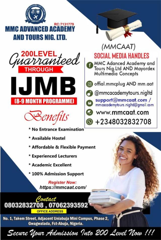 MMCAAT IJMB programme — 200 Level guaranteed through IJMB
